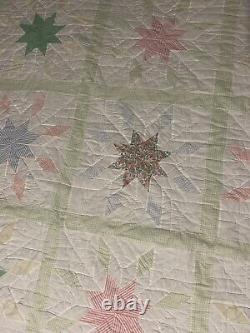 Antique/ Vintage 8 Point Star Pattern Quilt Handmade 81 X 79