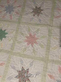 Antique/ Vintage 8 Point Star Pattern Quilt Handmade 81 X 79