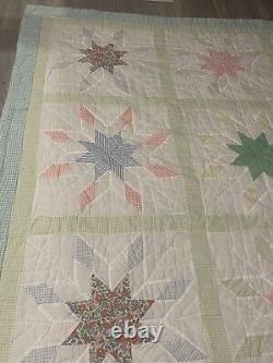 Antique/ Vintage 8 Point Star Pattern Quilt Handmade 81 X 79