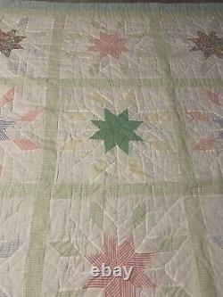 Antique/ Vintage 8 Point Star Pattern Quilt Handmade 81 X 79