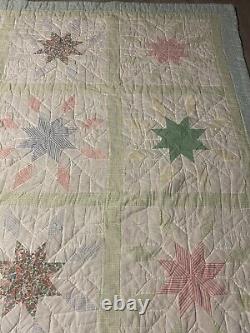 Antique/ Vintage 8 Point Star Pattern Quilt Handmade 81 X 79