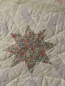 Antique/ Vintage 8 Point Star Pattern Quilt Handmade 81 X 79