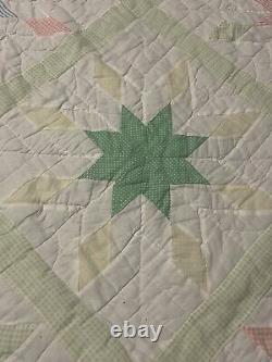 Antique/ Vintage 8 Point Star Pattern Quilt Handmade 81 X 79