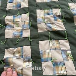 Antique Vintage Block Quilt Hand Made Hand Knotted Nc Mountain
