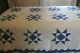 Antique Vintage Blue & White Evening Star Quilthand Quilted 96x82