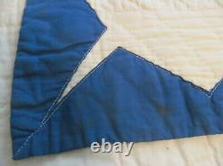 Antique Vintage Blue & White EVENING STAR QuiltHand Quilted 96x82