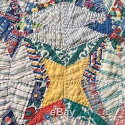 Antique Vintage Handmade, Hand Quilted QUILT, Star Pattern Great Condition
