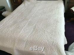 Antique Vintage Handmade Quilt Textile Durham Pale Pink Blanket 239 x 205 CM
