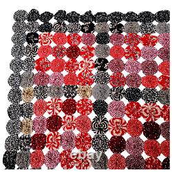 Antique Vintage Handmade Yo Yo Quilt Cotton Prints 70 x 91 red black GORGEOUS