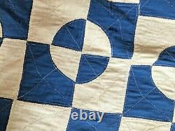 Antique Vintage Handmade blue and white quilt 78 x 78