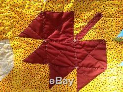 Antique Vintage Maple Leaf Quilt 100% Handmade 101X 78 King or Queen Size