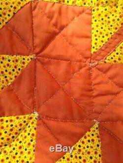 Antique Vintage Maple Leaf Quilt 100% Handmade 101X 78 King or Queen Size