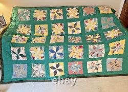 Antique Vintage Patchwork Quilted Quilt Handmade & Stitched 8 Point Star 70x86