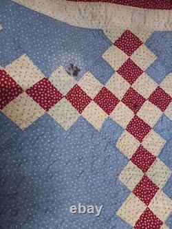 Antique Vintage Quilt 78x75 Small Stitches
