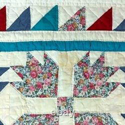 Antique Vintage Quilt Handmade Sewn Bear Paw Patchwork 80 x 79