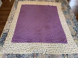 Antique Vintage Quilt Square Pieced Hand Made 1950s Old Patchwork Drapery 96x84