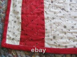 Antique early 1900's turkey red Drunkard's Path quilt masterfully done 70 x 87