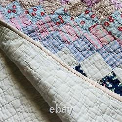 Antique from 1920's Feed Sack Hand Stitched Quilt