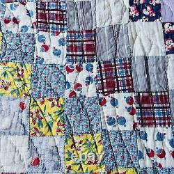 Antique from 1920's Feed Sack Hand Stitched Quilt