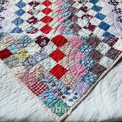 Antique from 1920's Feed Sack Hand Stitched Quilt