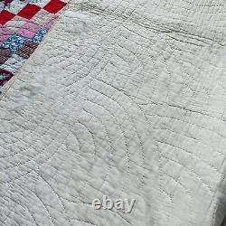 Antique from 1920's Feed Sack Hand Stitched Quilt