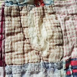 Antique from 1920's Feed Sack Hand Stitched Quilt