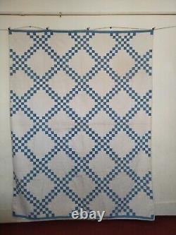 Antique gorgeous double Irish chain Quilt patchwork needlework hand Quilted 1269