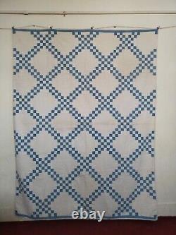 Antique gorgeous double Irish chain Quilt patchwork needlework hand Quilted 1269