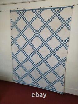 Antique gorgeous double Irish chain Quilt patchwork needlework hand Quilted 1269