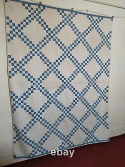 Antique gorgeous double Irish chain Quilt patchwork needlework hand Quilted 1269