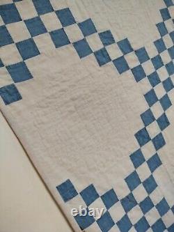 Antique gorgeous double Irish chain Quilt patchwork needlework hand Quilted 1269