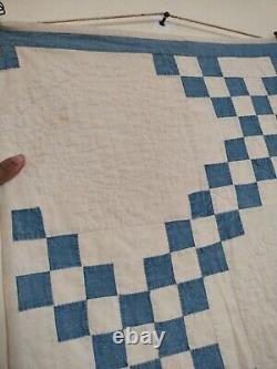 Antique gorgeous double Irish chain Quilt patchwork needlework hand Quilted 1269