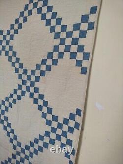 Antique gorgeous double Irish chain Quilt patchwork needlework hand Quilted 1269