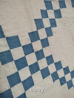 Antique gorgeous double Irish chain Quilt patchwork needlework hand Quilted 1269