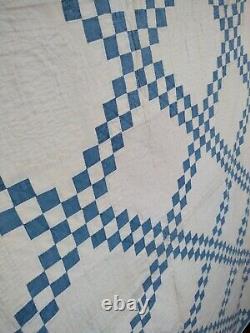 Antique gorgeous double Irish chain Quilt patchwork needlework hand Quilted 1269