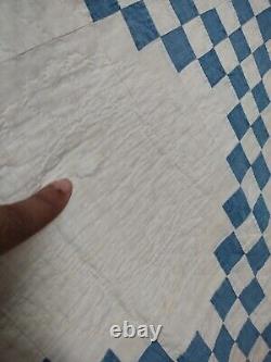 Antique gorgeous double Irish chain Quilt patchwork needlework hand Quilted 1269