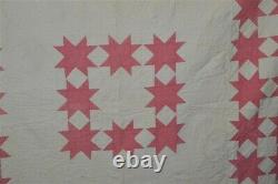 Antique quilt star patches 82x88 history Wheeler 1870 Fairfax Vt original