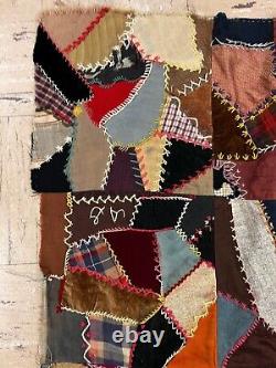 Antique velvet silk & satin crazy quilt 1891