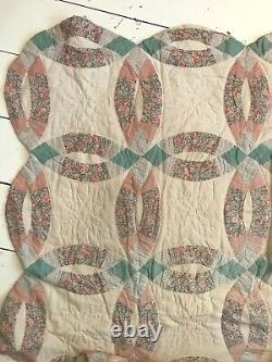 Antique/ vintage hand made patchwork quilt wedding band pattern very large