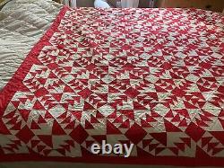 Antique vintage handmade Flying Geese quilt 68 X 75