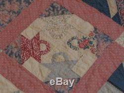 Authentic Collectible Vintage Sampler Combination Exquisite Hand Made Old Quilt