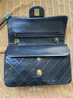 Authentic Vintage CHANEL Small Classic Double Flap, Black Lambskin 24K Gold