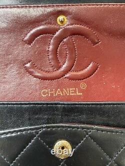 Authentic Vintage CHANEL Small Classic Double Flap, Black Lambskin 24K Gold