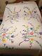 Beautiful 1940's Well Quilted Vintage Floral Bouquet Applique Queen Quilt