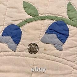 BEAUTIFUL 1940's Well Quilted Vintage Floral Bouquet Applique Queen Quilt