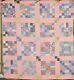 Beautiful 30's Four Patch / Nine Patch Antique Quilt Wonderful Vintage Fabrics