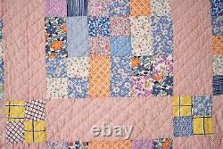 BEAUTIFUL 30's Four Patch / Nine Patch Antique Quilt Wonderful Vintage Fabrics