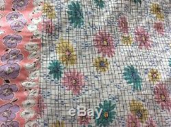 BEAUTIFUL LGE FRENCH VINTAGE 40s 50s HANDMADE PATCHWORK QUILT BEDSPREAD 183x243