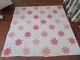 Beautiful Old Antique Quilt 32 Star Pattern Hand Stitched Pink White Blue
