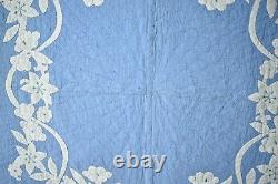 BEAUTIFUL Vintage 40's Blue & White Wedgewood Applique Antique Quilt